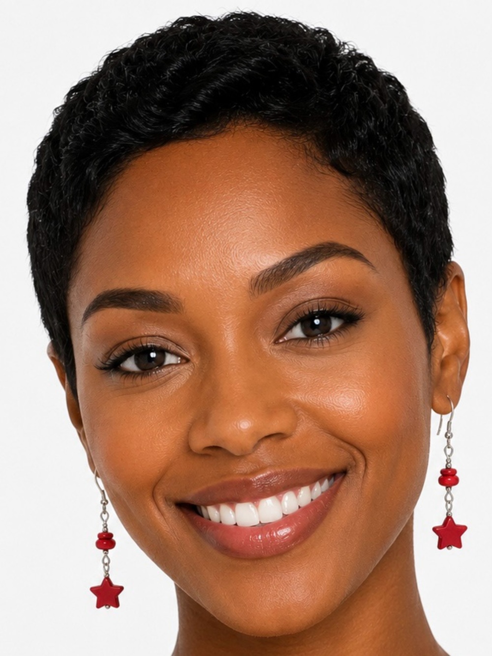 Red Stone Star Earrings